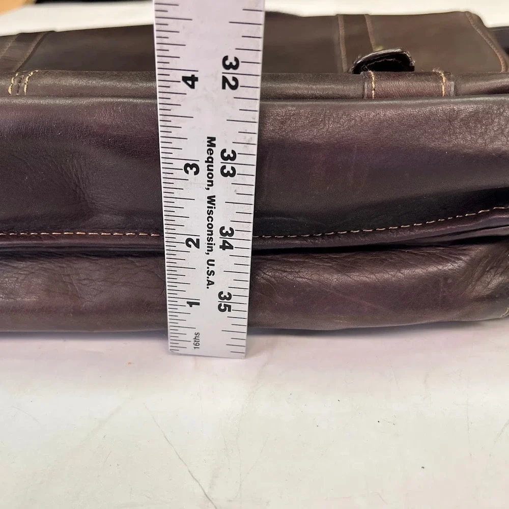 Samsonite Mens Dark Brown Leather Messenger Bag Briefcase Laptop Satchel 16 Inch - Picture 14 of 14